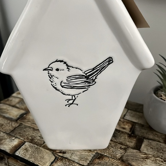 NWT RAE DUNN Ceramic White PERCH Birdhouse Double-sided Bird Home Decor - Picture 6 of 10